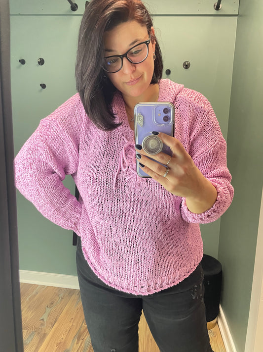 Orchid Hooded Open Knit