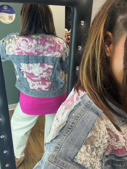 Oversized Lace Denim Jacket
