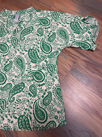 Green Paisley Half Sleeve Dear Scarlett Blouse