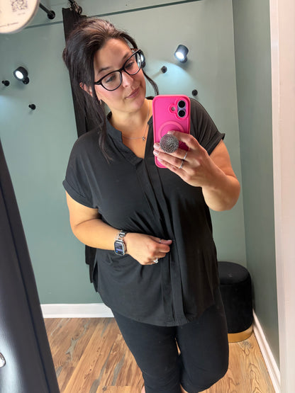 Black Cap Sleeve Dear Scarlett Top