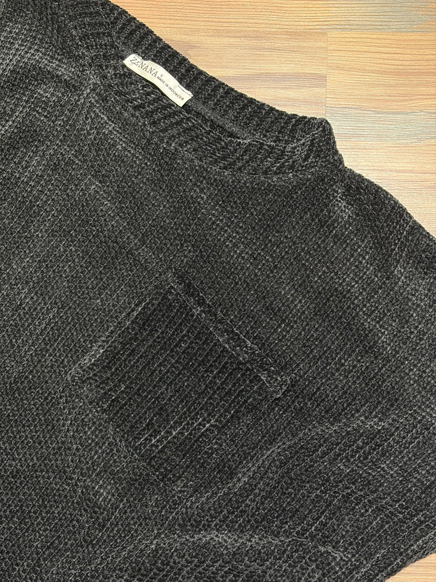 Black Chenille Waffle Top