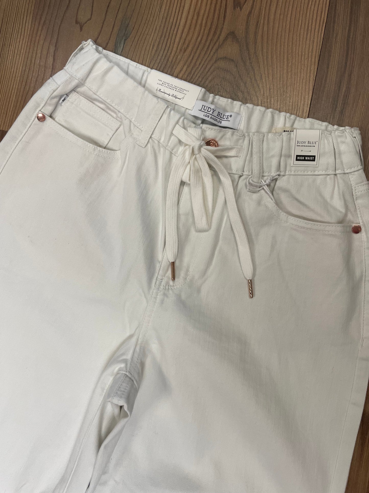 Judy Blue White Palazzo Elastic Waist