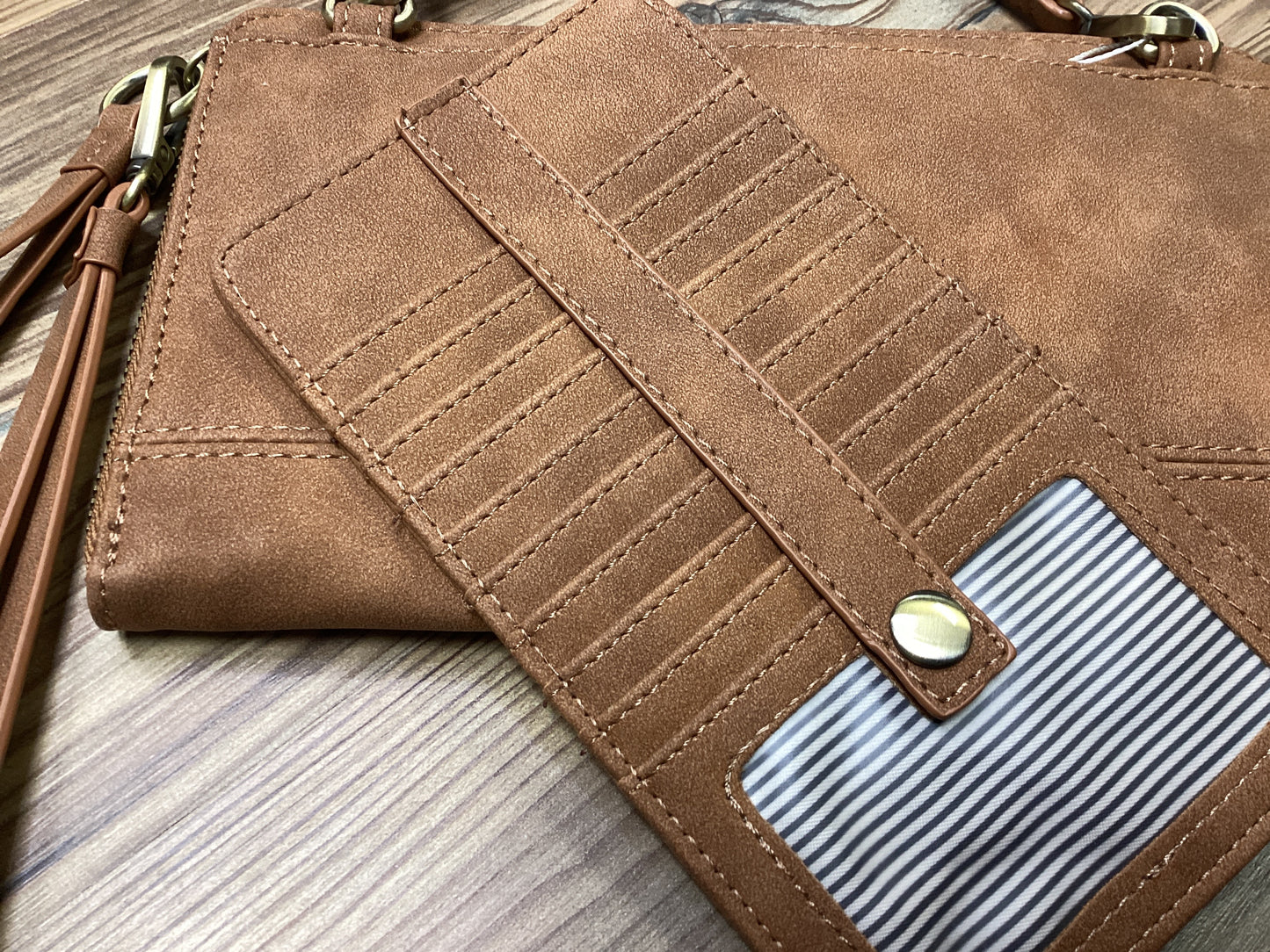 Faux Suede Karina Walnut Convertible Wristlet Wallet
