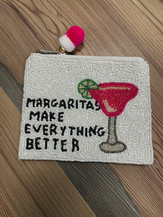 Margaritas Seed Bead Coin Purse