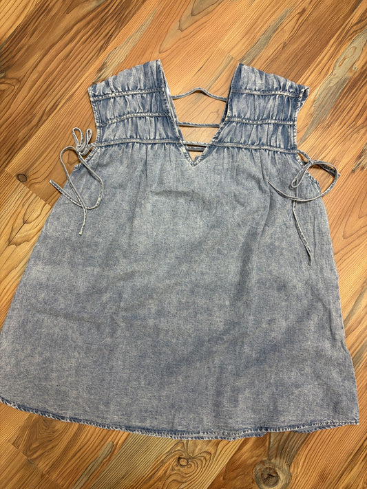 Denim V Neck Mini Dress
