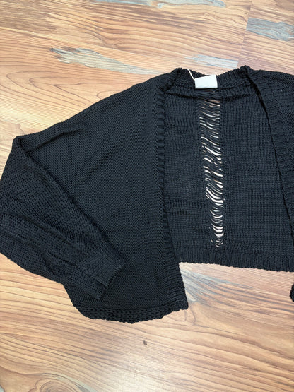 Black Cropped Knit Cardi