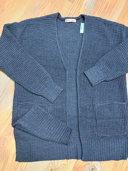 Midnight Open Front Waffle Cardi