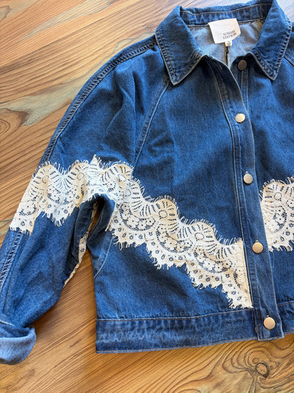 Lace Accent Denim Jacket