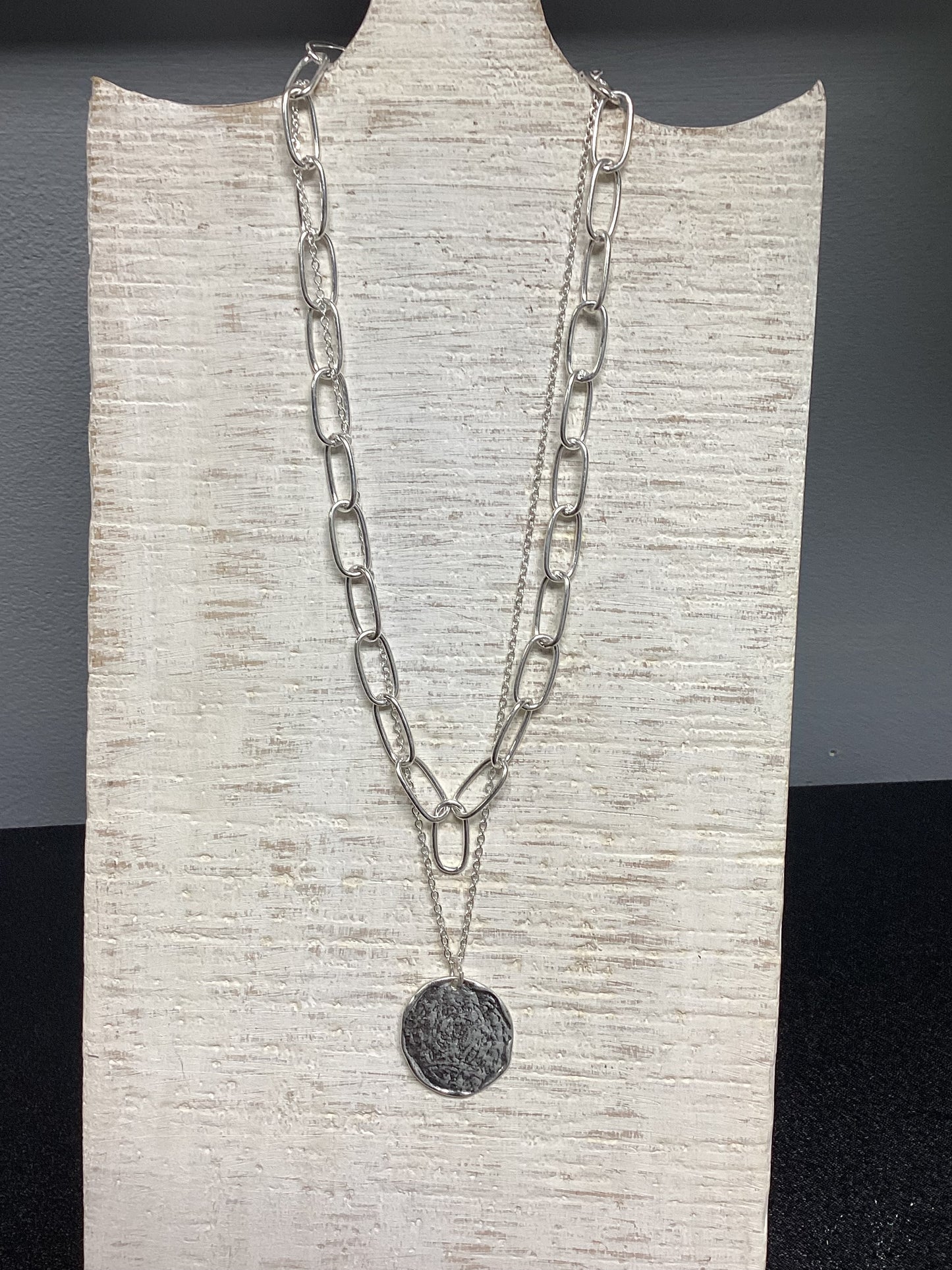 Silver Double Hammered Necklace