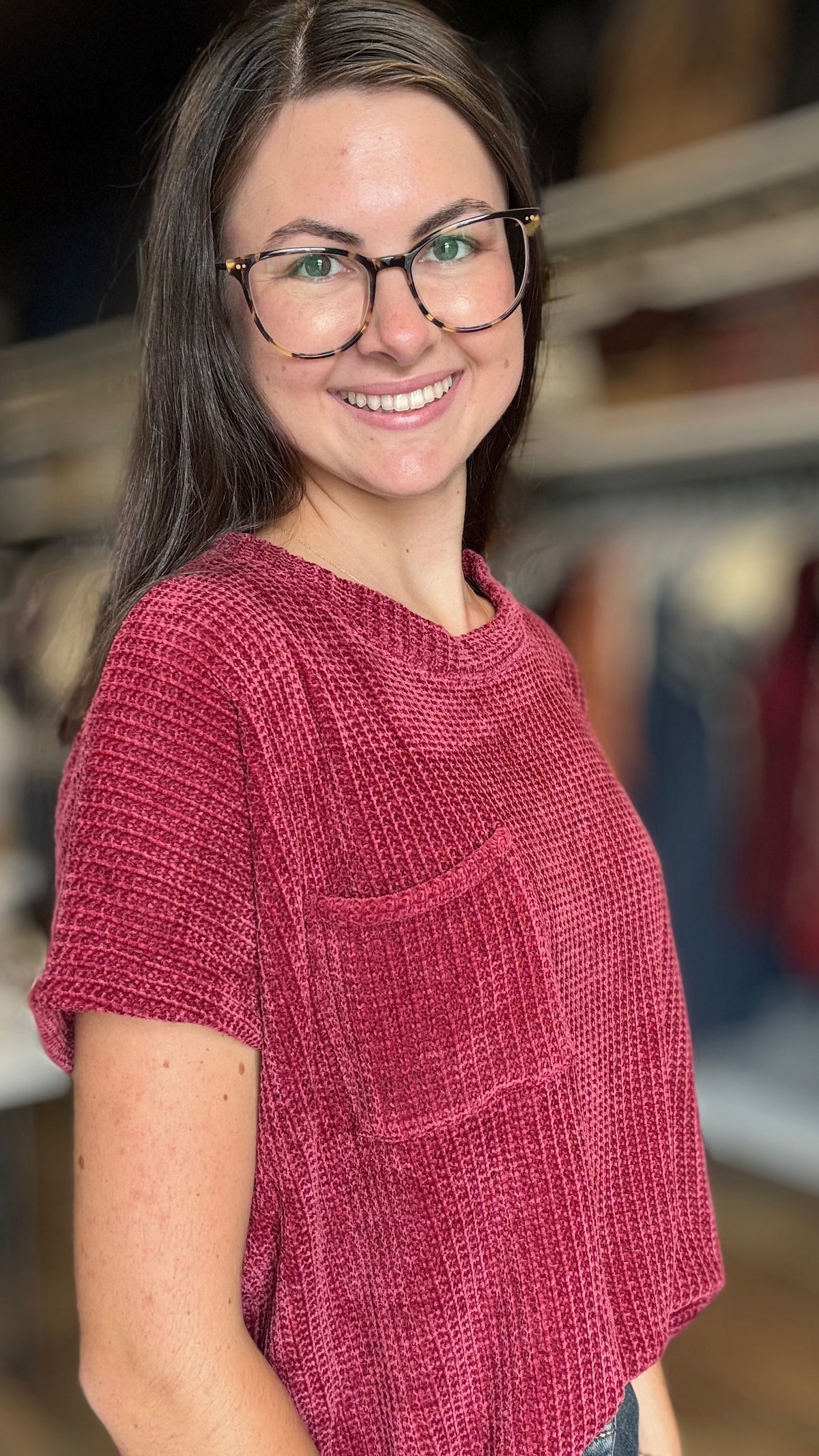 Cabernet Chenille Waffle Top