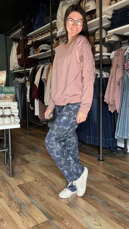 Risen Slouch Floral Jeans