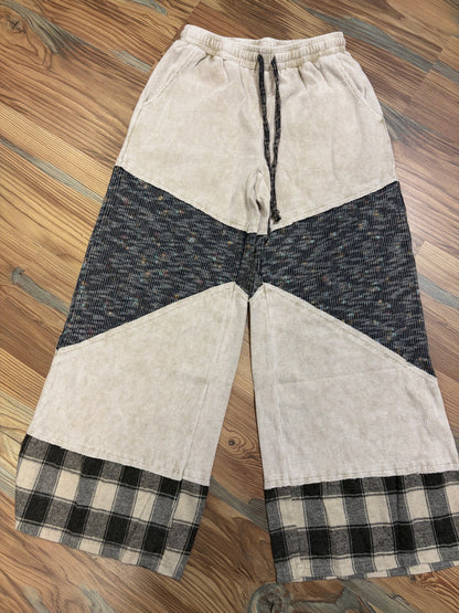 Textured Plaid Charcoal Pants