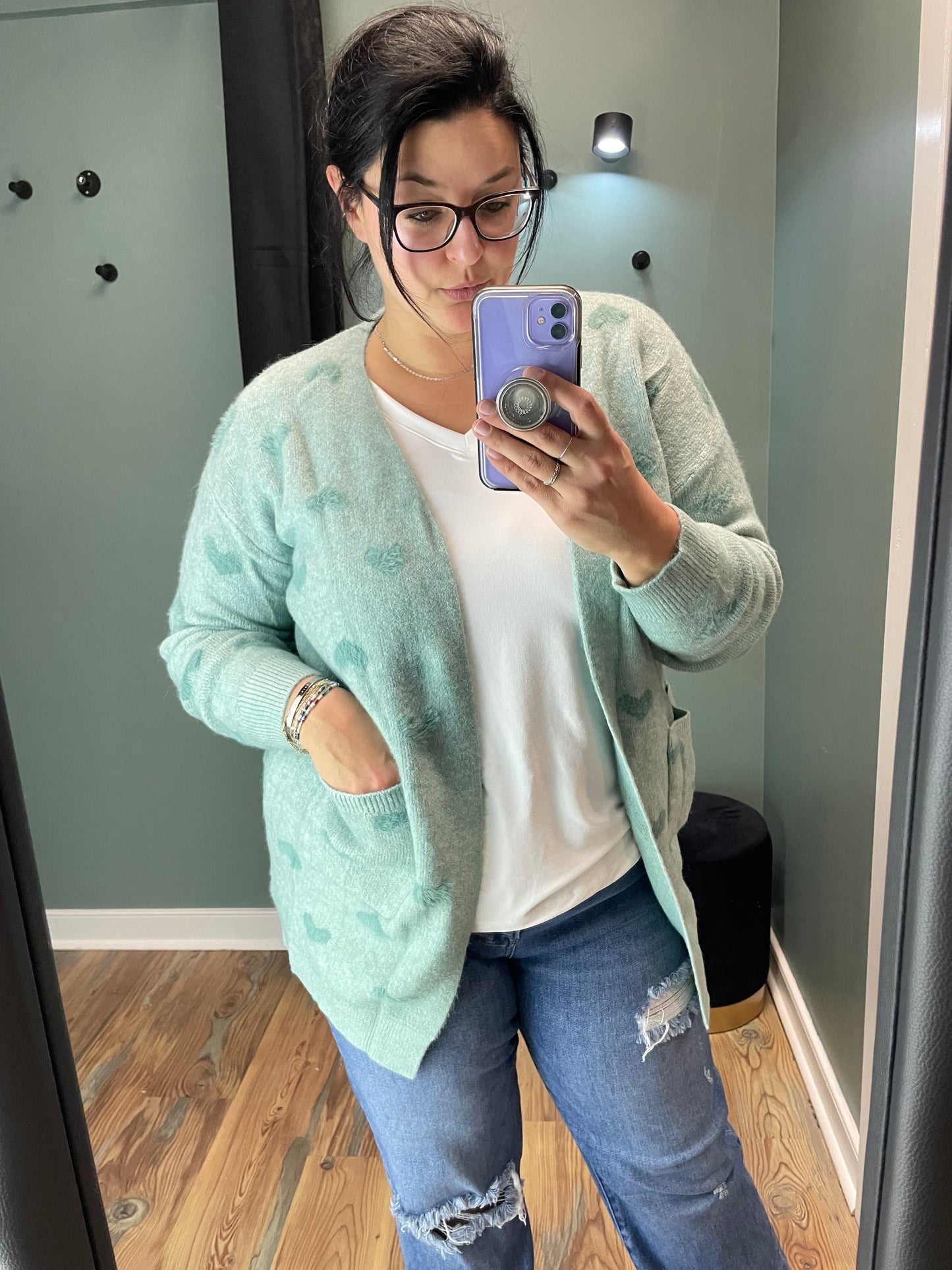 Vintage Sage Heart Cardi