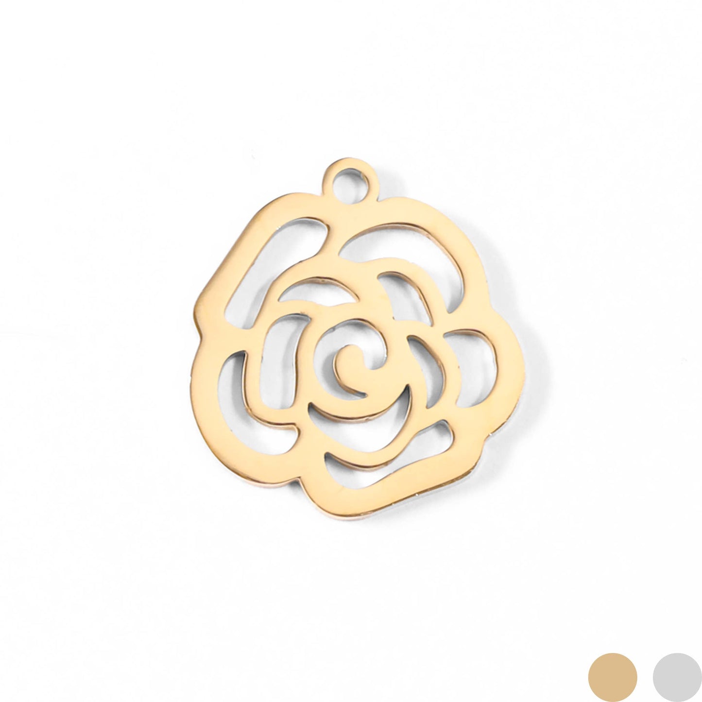 18K Gold PVD Stainless Steel Rose Charm