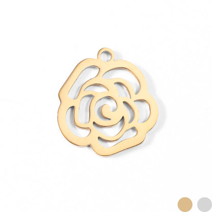 18K Gold PVD Stainless Steel Rose Charm