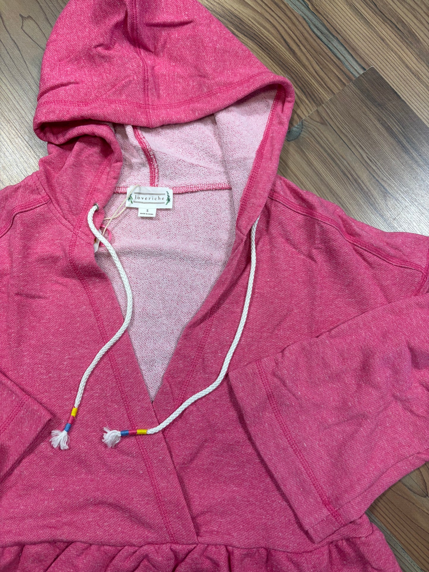Washed Pink Ruffle Hoodie