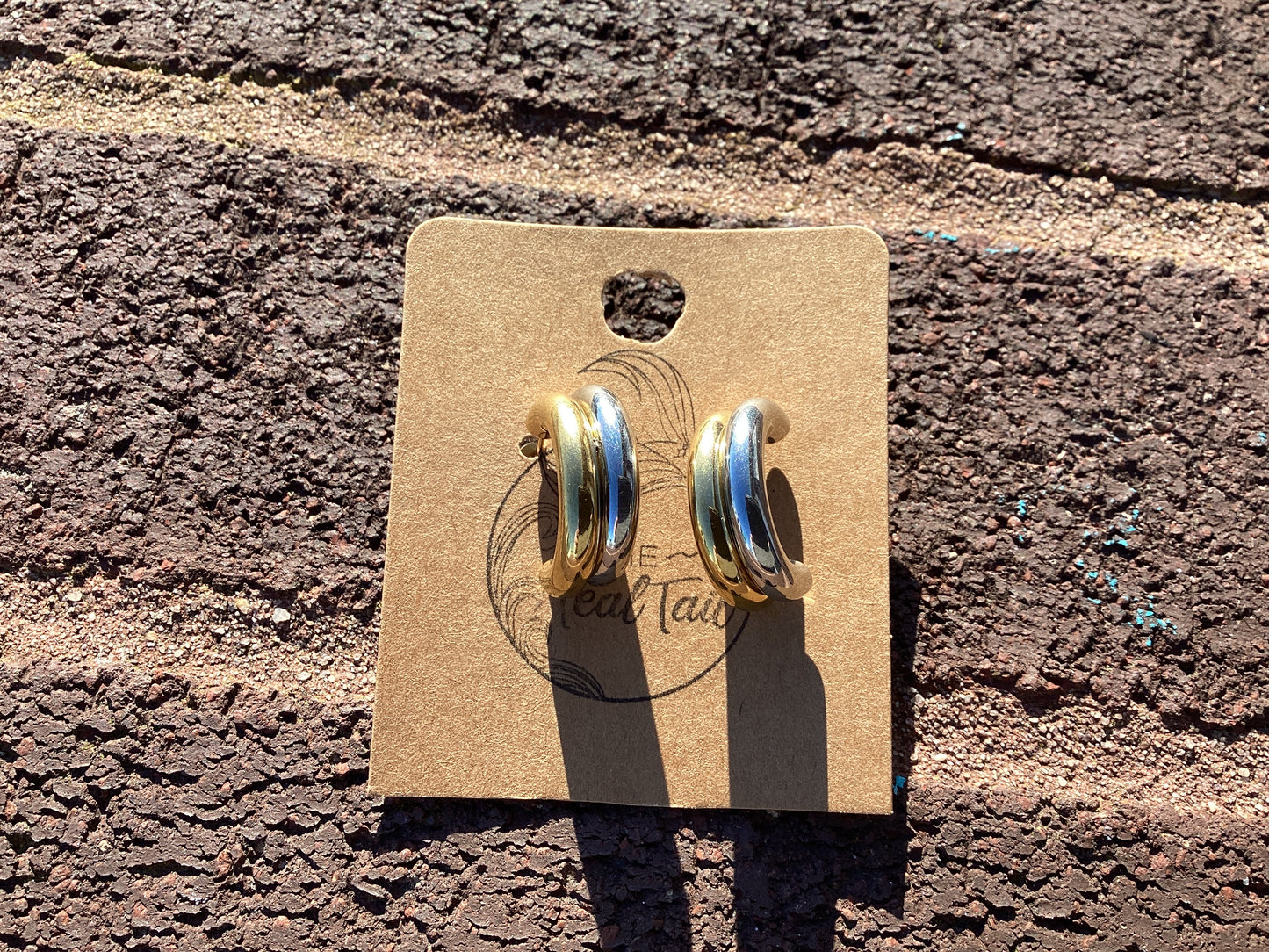 Mixed Metal Huggie Hoop
