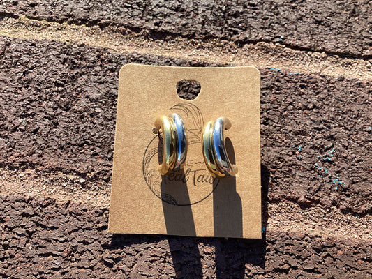 Mixed Metal Huggie Hoop
