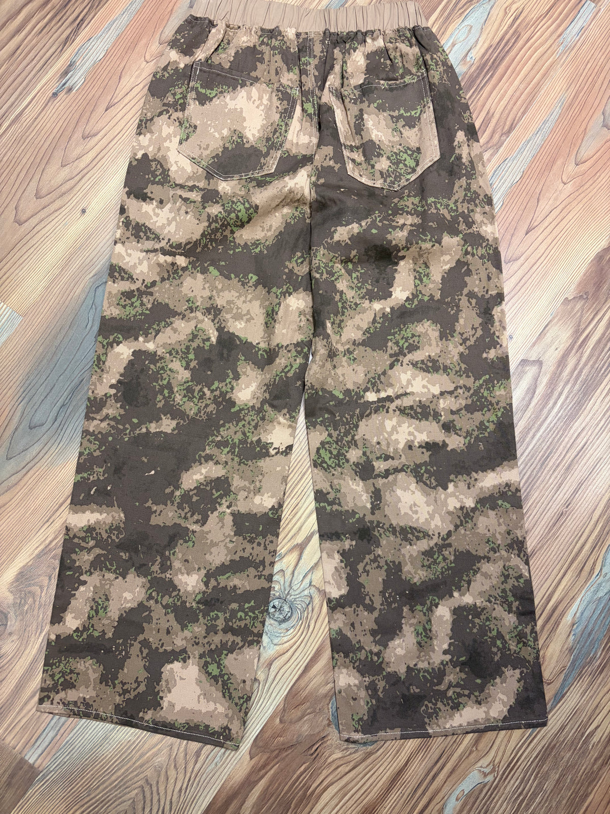 Camo Elastic Waist Cotton Pants