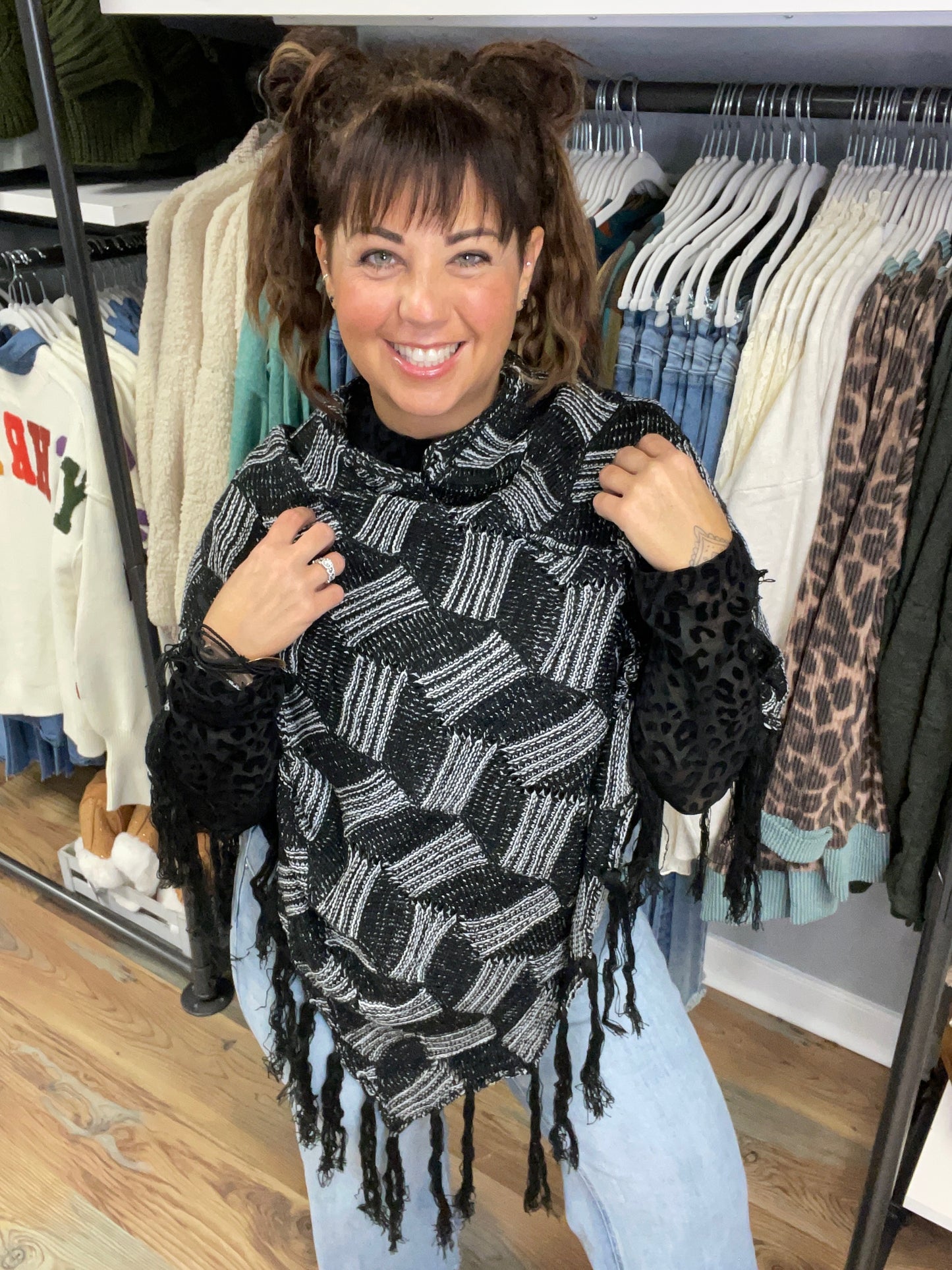 Black And White Poncho