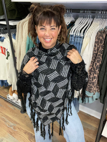 Black And White Poncho