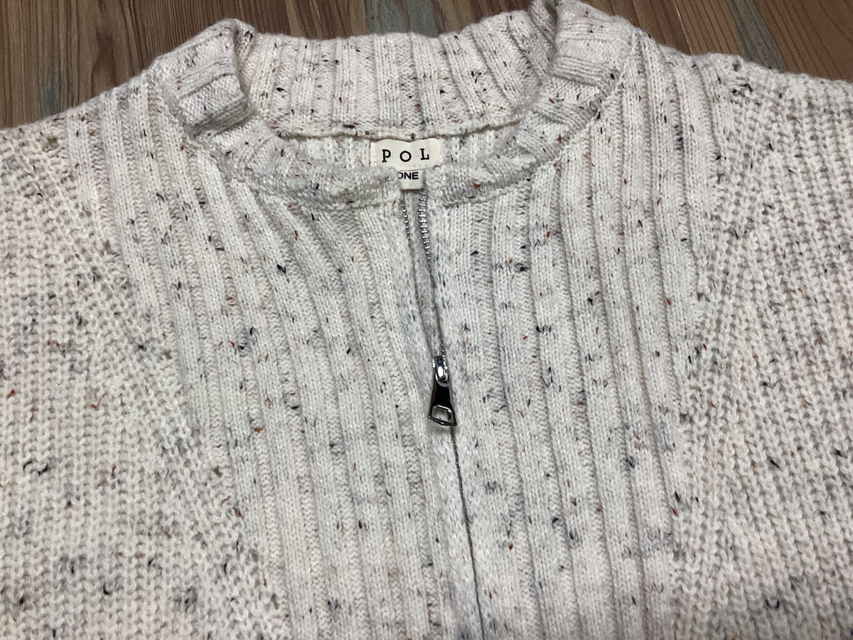 Oatmeal Zip Up Sweater
