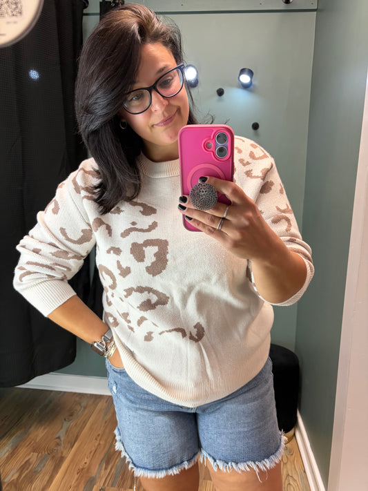 Beige Leopard Knit
