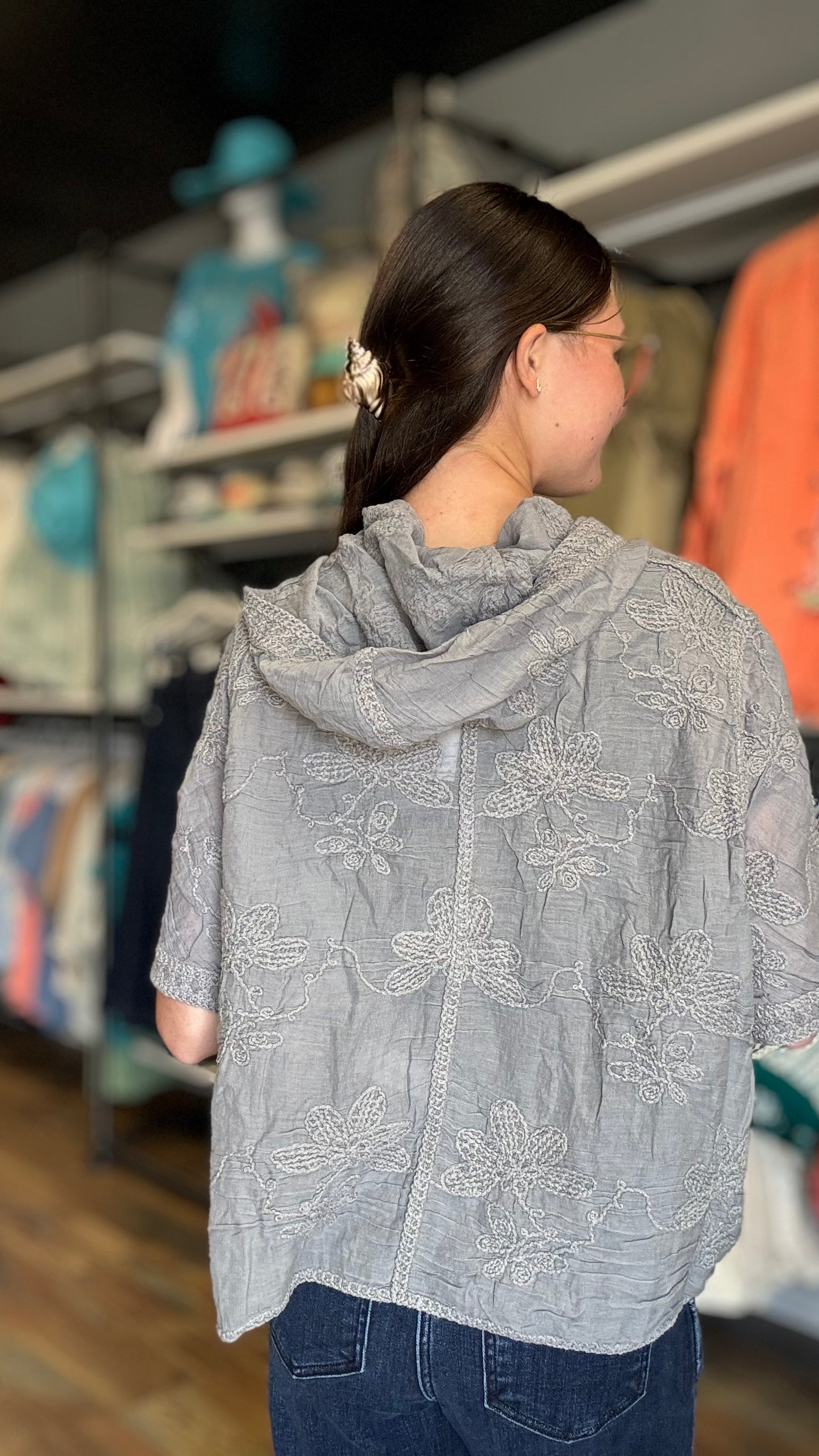 Grey Lace Hoodie