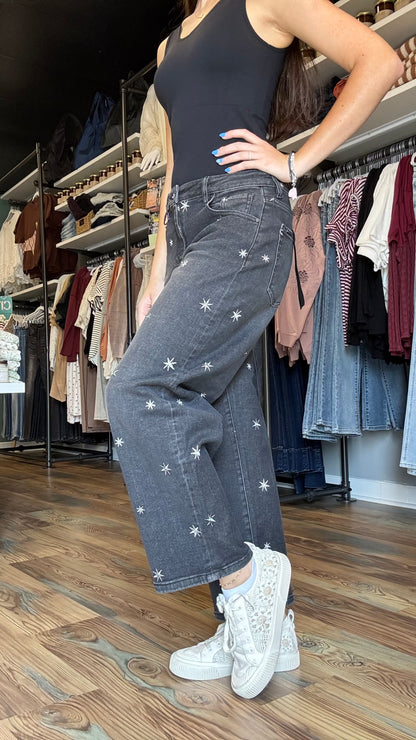 Risen Slouch Embroidered Barrel Jeans