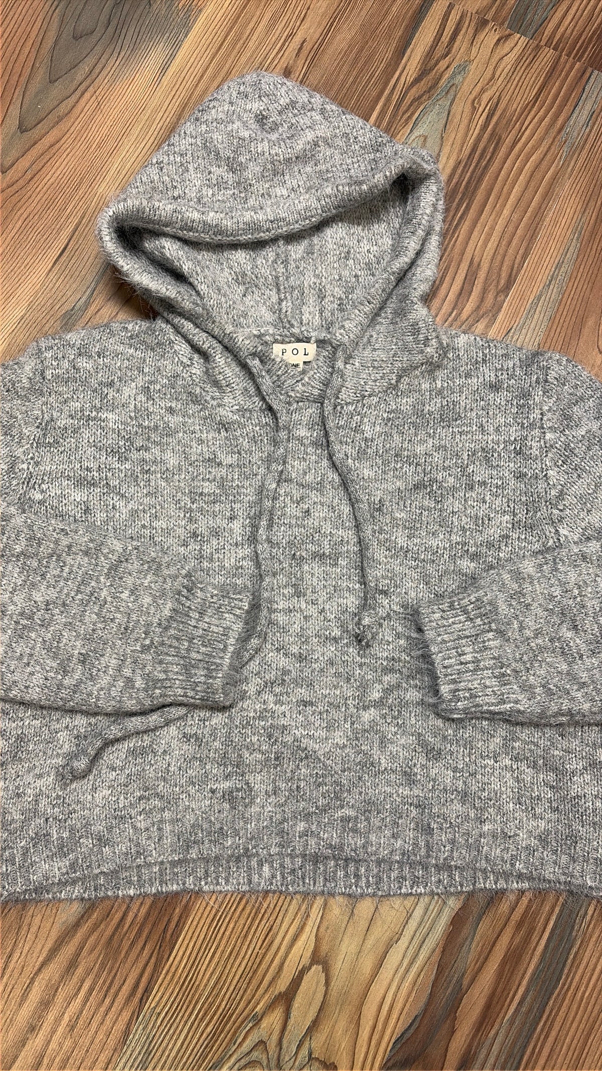 POL Grey Brushed Crop Hoodie