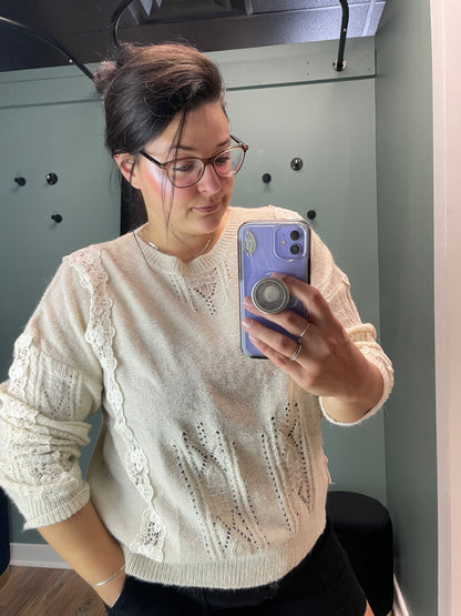 Off White Lace Eyelet Knit