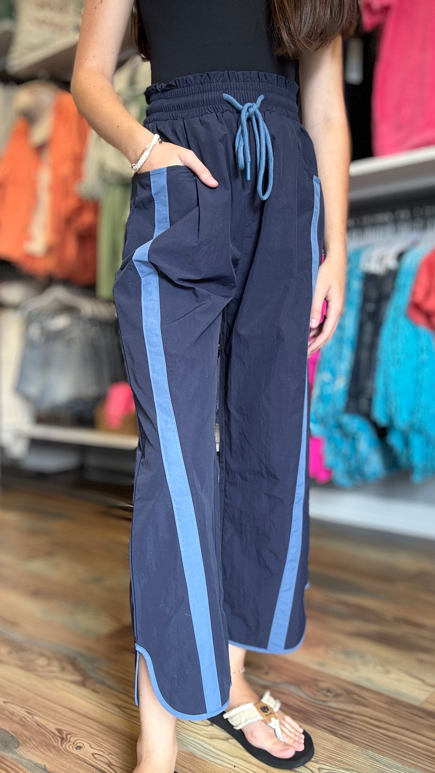 Navy Windbreaker Pants