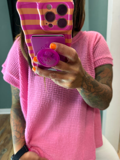 Pink Waffle Knit Top