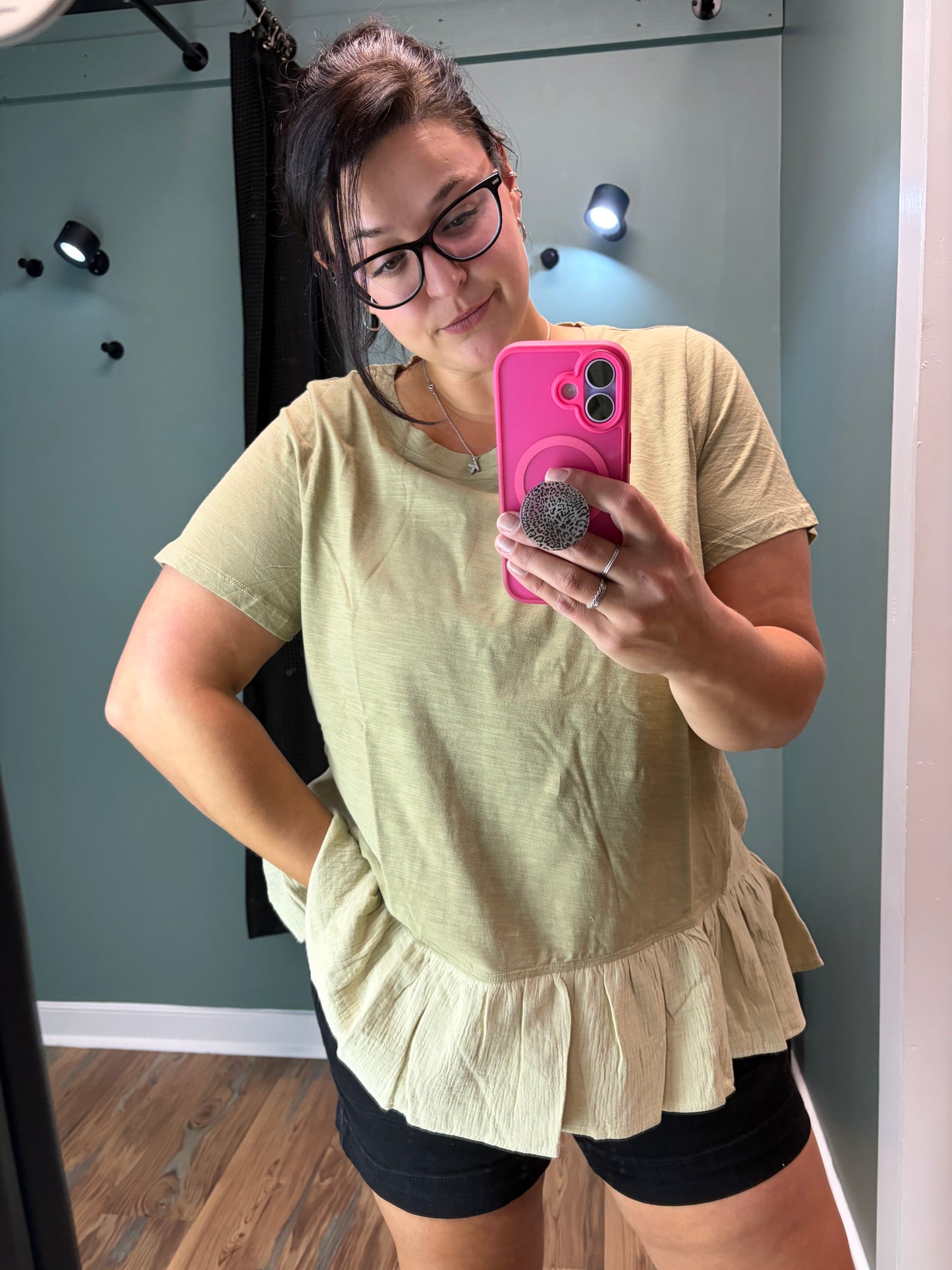 Sage T Shirt Gauze Top