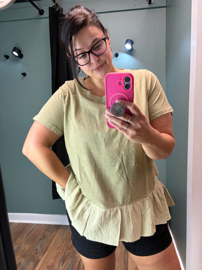 Sage T Shirt Gauze Top