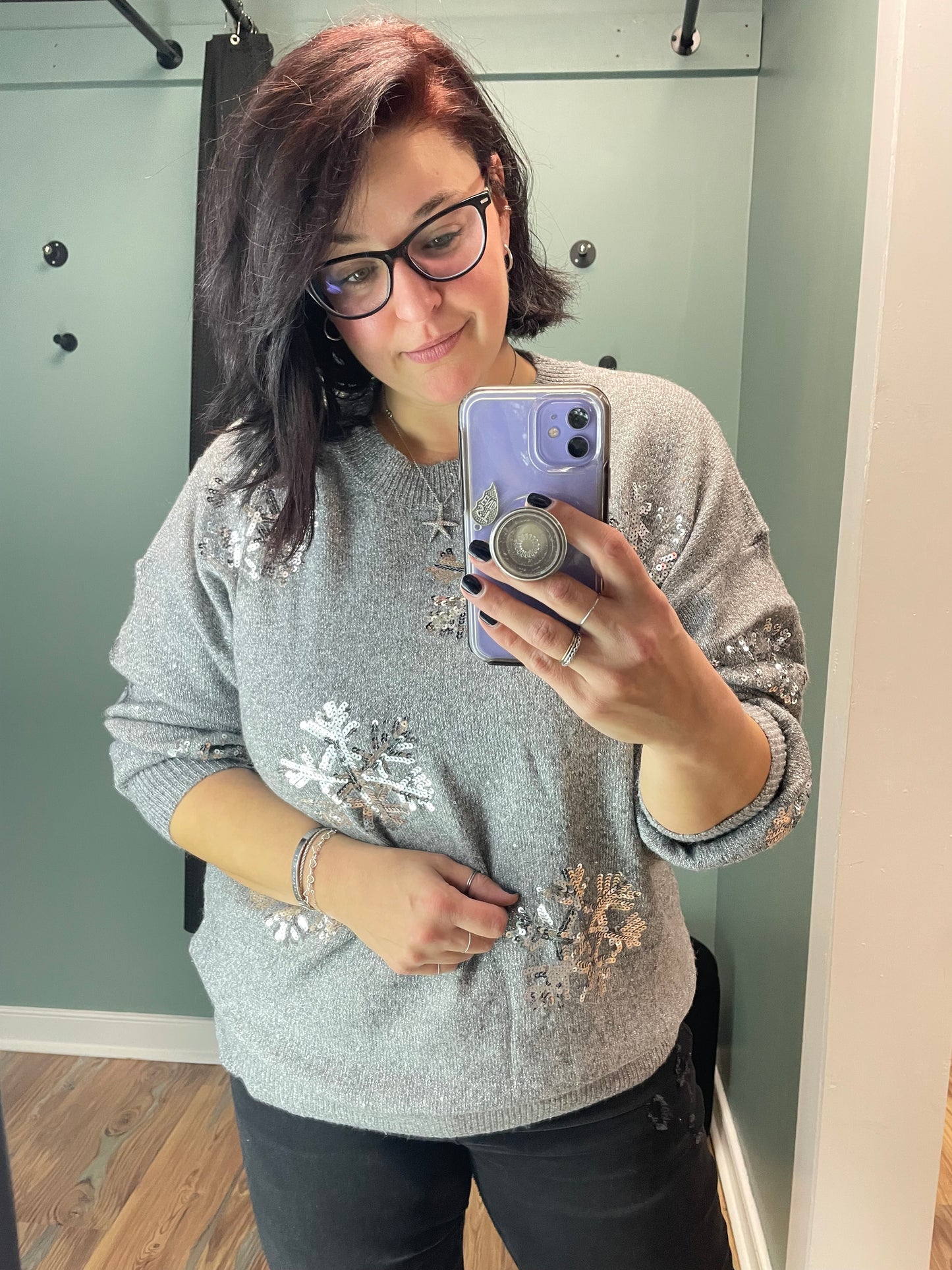 Silver Snowflake Sweater