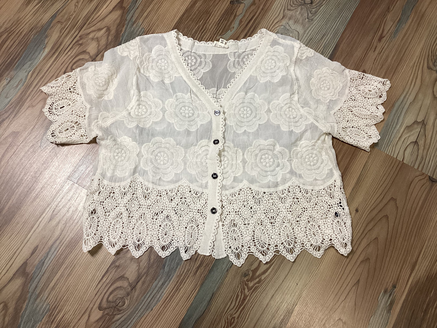 Cream Lace Button Up