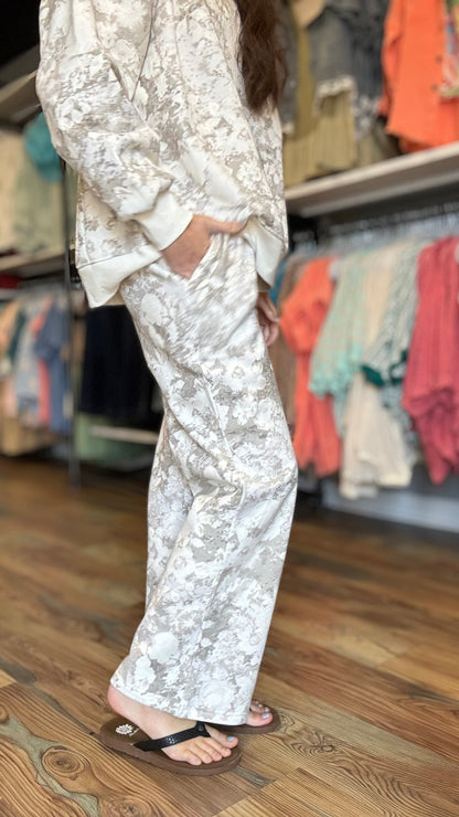 Muted Floral Sweat Pants