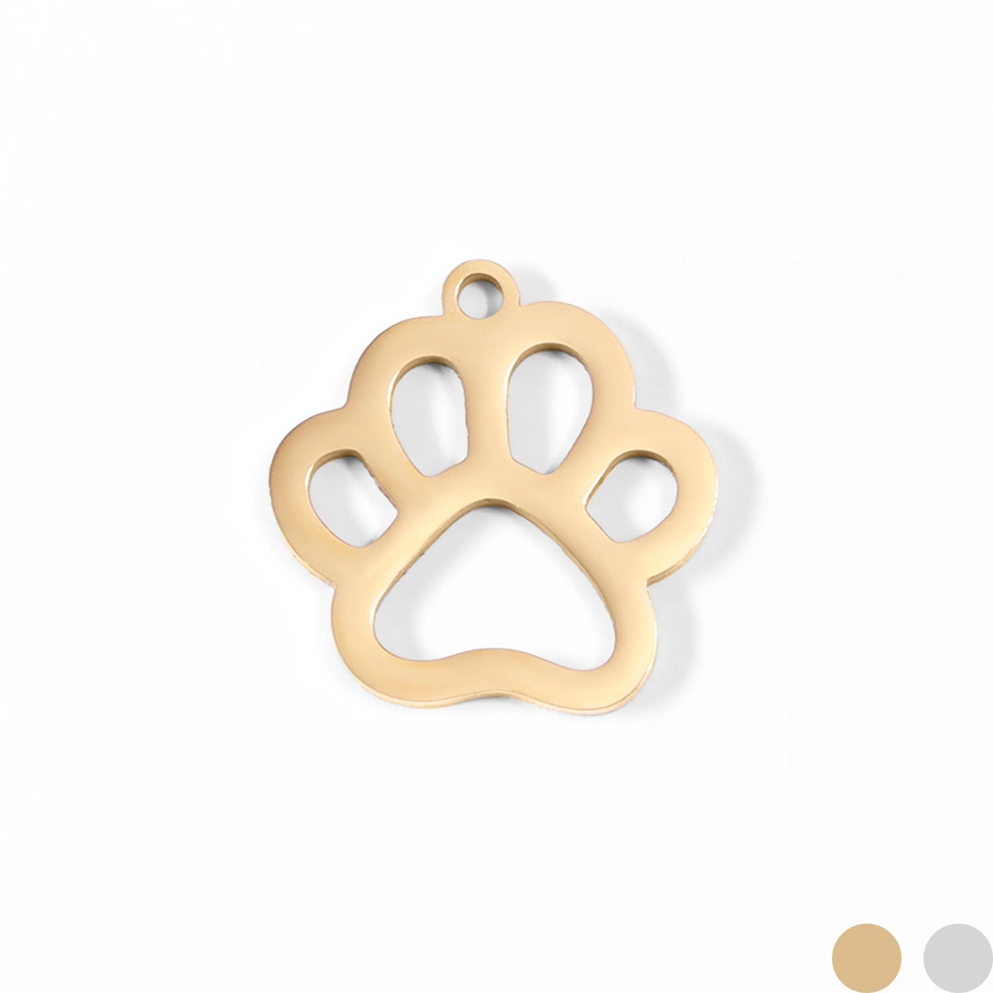 18K Gold PVD Stainless Steel Paw Print Charm