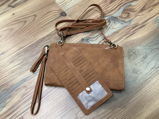Faux Suede Karina Walnut Convertible Wristlet Wallet