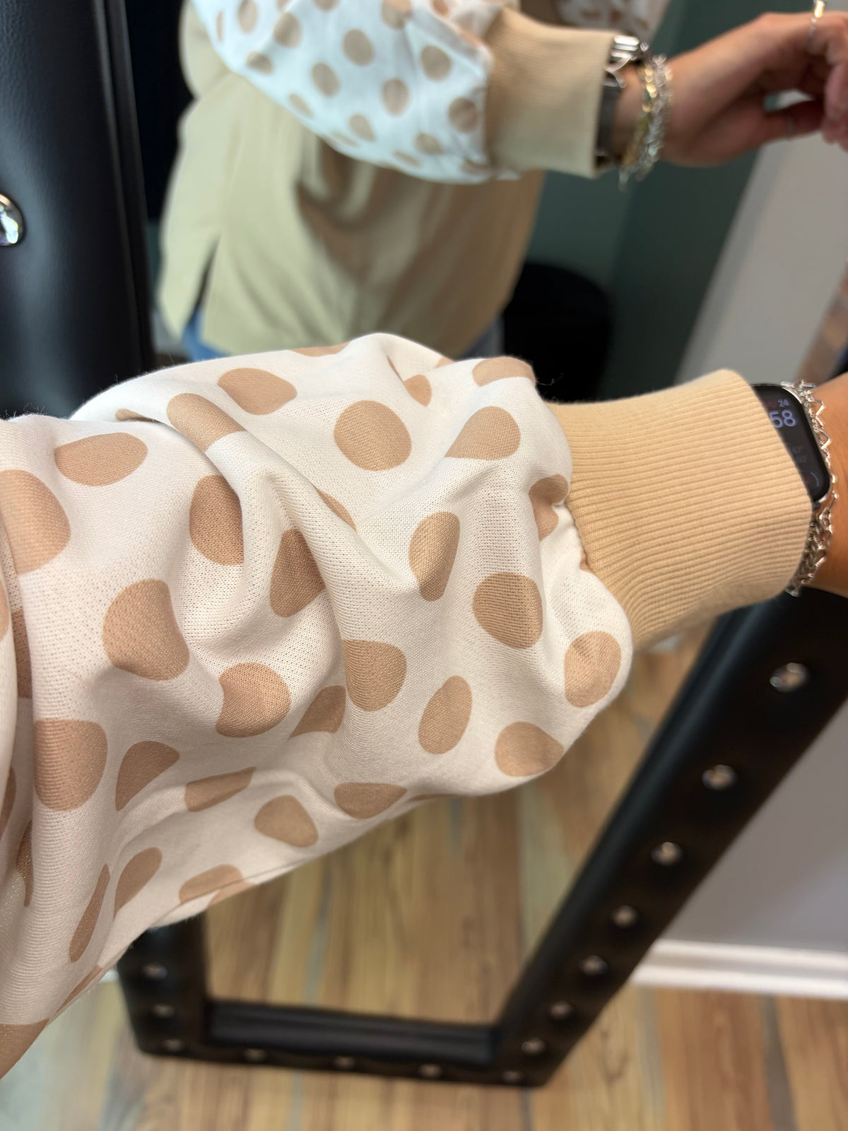 Tan Polka Dot Long Sleeve