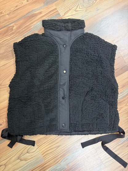 Black Fuzzy Snap Vest