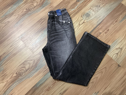 Zenim Pull On Straight Leg Charcoal Denim
