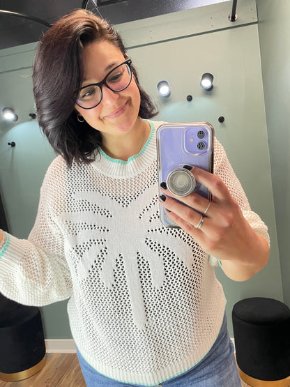 Woven Palm Tree Knit Sweater