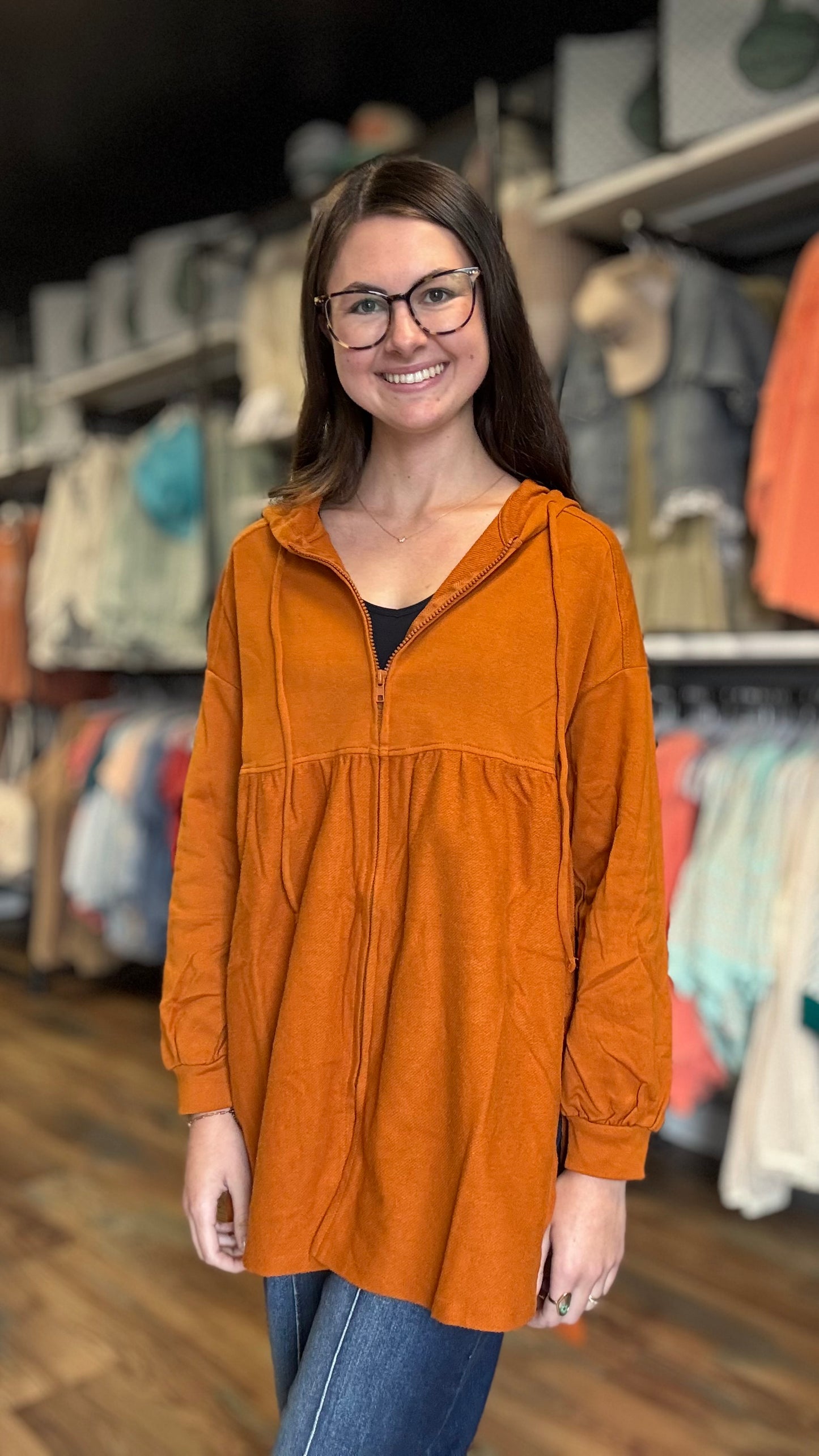 Burnt Orange Tunic Hoodie