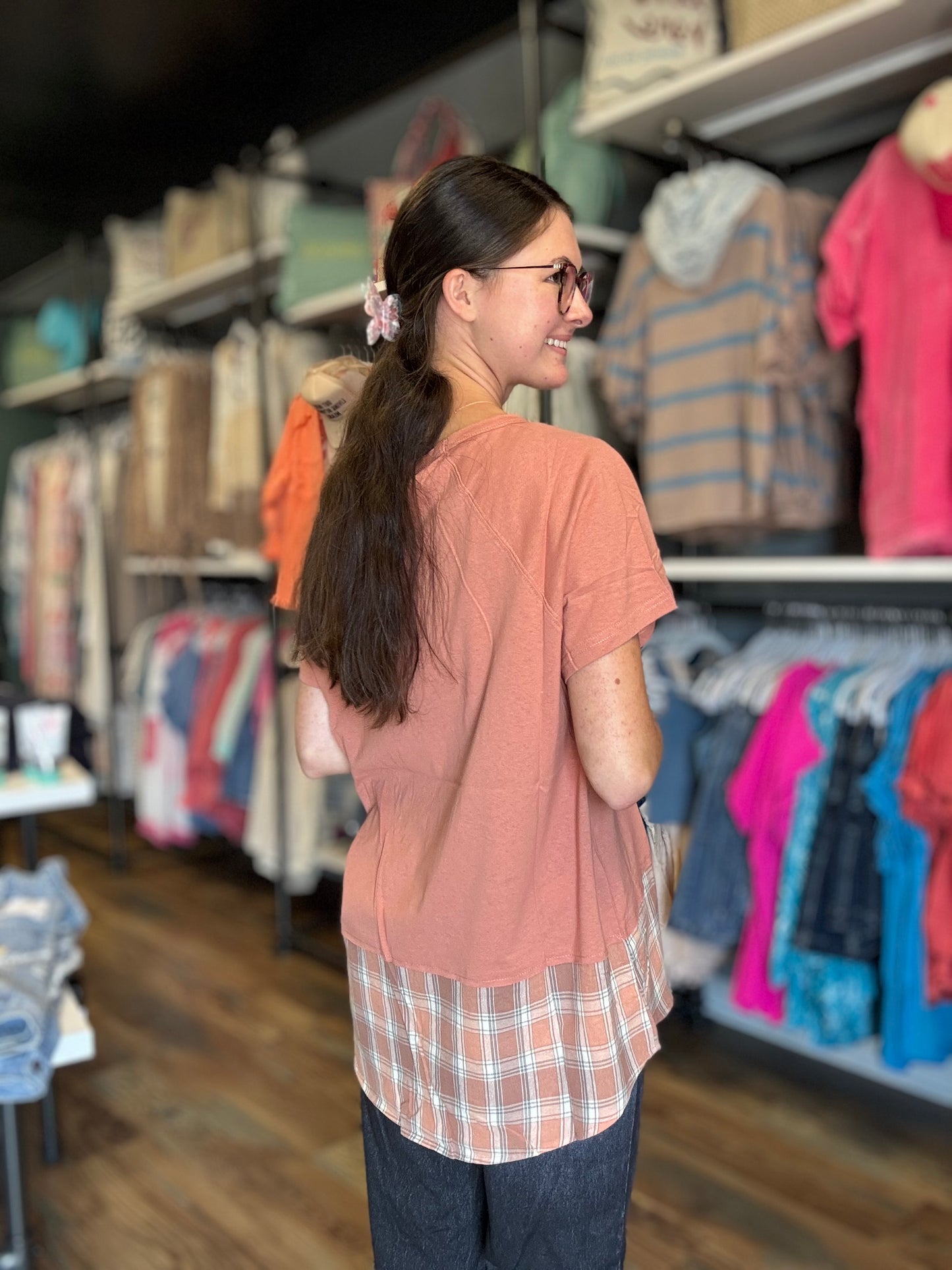 Dusk T Shirt Plaid Top