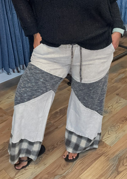 Textured Plaid Charcoal Pants