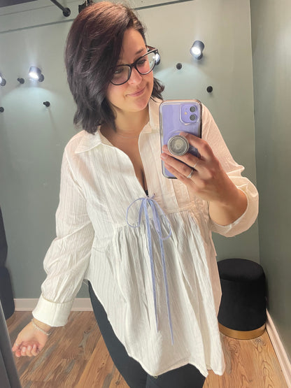 White Cotton Pin Tuck Blouse