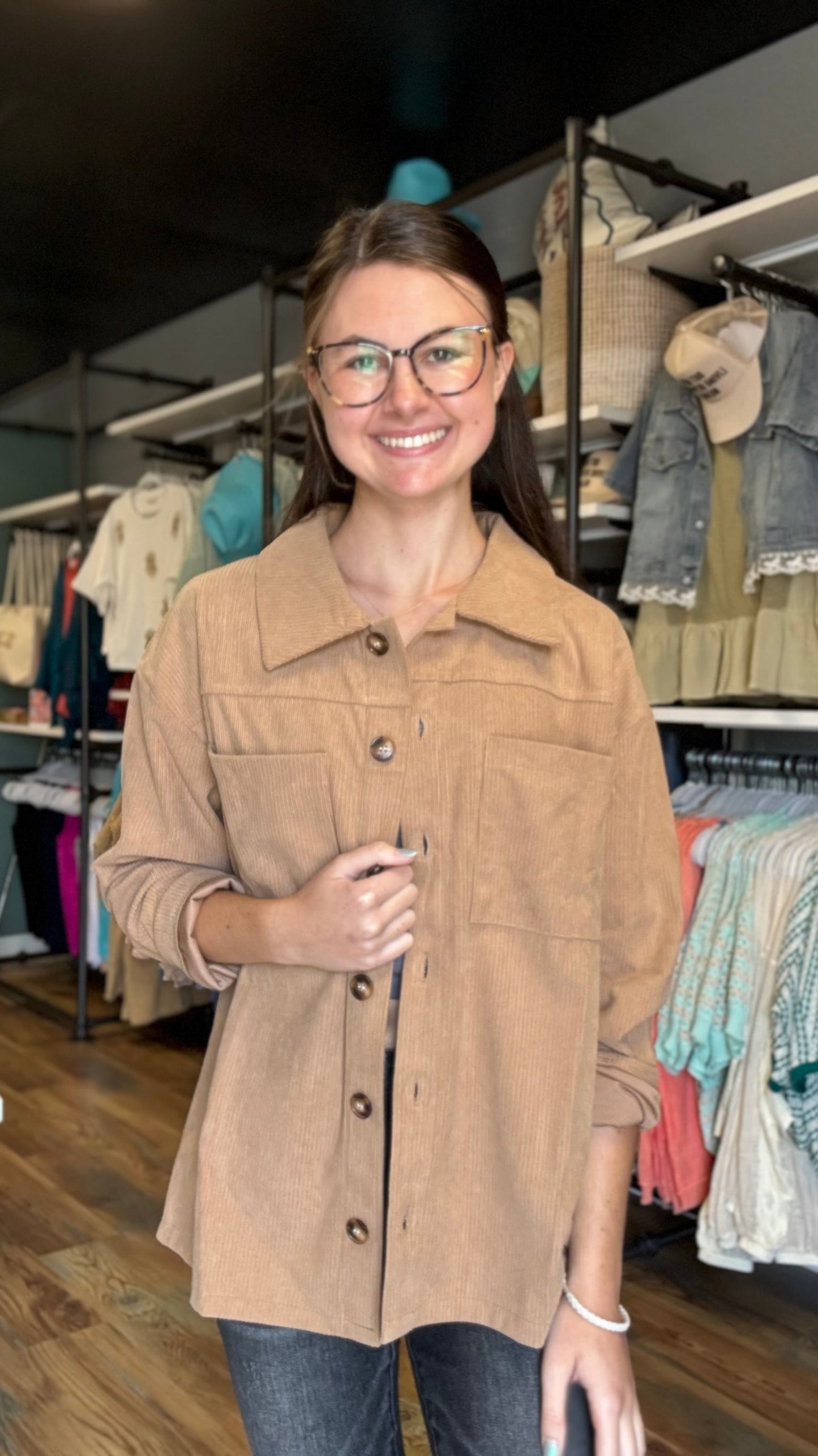 Tan Corded Crochet Back Jacket