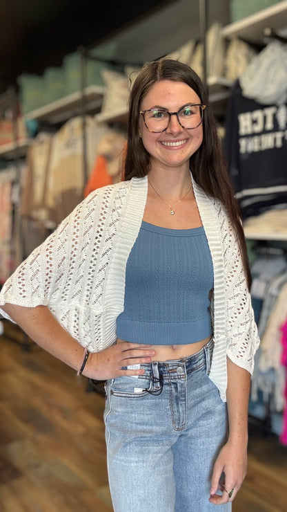 Ivory Knit Open Cardigan